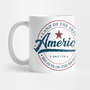 America Land Of The Free Because Of The Brave Retro Mug